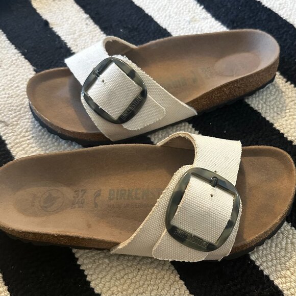 Birkenstock Shoes - Women’s Birkenstock Madrid Big Buckle Canvas Slide Sandals - EUR 37 / US 6.5 - 7